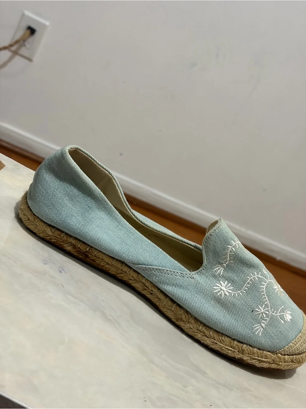 Avon Cushion Walk by Avon Light Blue Embroidered Espadrille Slip-Ons 8